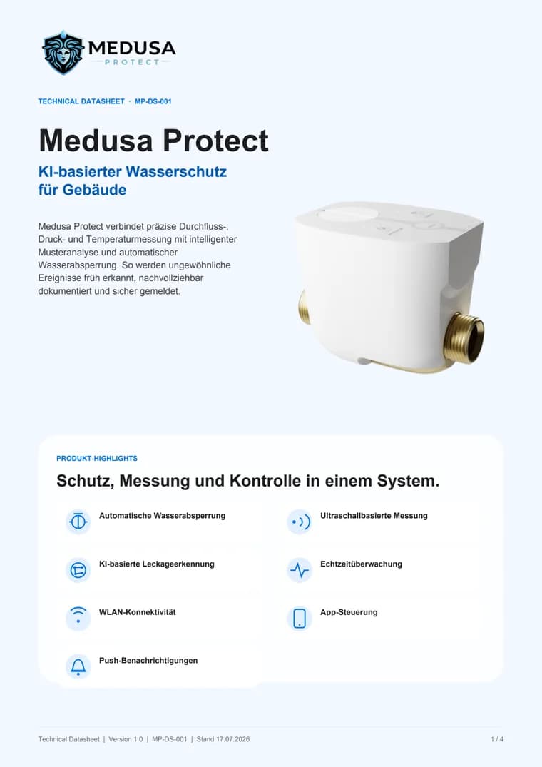 Titelseite des Medusa Protect Technical Datasheet
